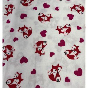 Red Fox & Hearts Cotton Fabric 13" x 44" JoAnn Adorable Craft Cute Print